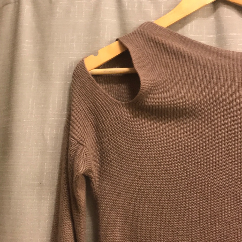 Express Brown cold-shoulder sweater